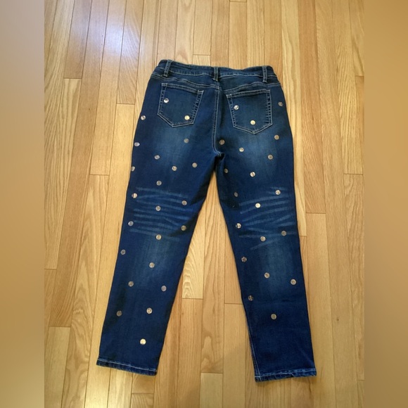 Baccini Blue Jeans with Gold Polka Dots - Picture 3 of 6